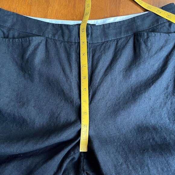 Talbots 100% Linen Black Wide Leg Ankle Pants Womens 8 Minimalist Casual Office - Picture 10 of 11